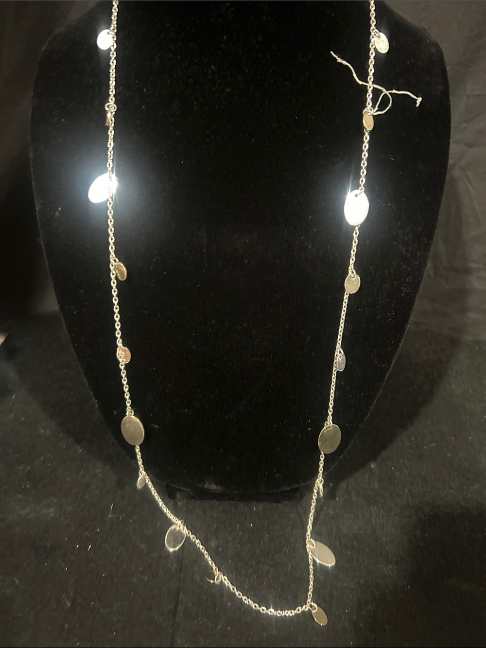 Chaps Silver Disc Station Layering Necklace